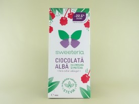 Ciocolata alba cu zmeura si matcha fara zahar SWEETERIA (100 g)