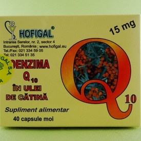 Coenzima Q10 în ulei de catina 15 mg  HOFIGAL (40 de capsule moi)