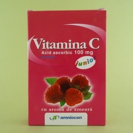 Vitamina C 100 mg junior cu aroma de zmeura AMNIOCEN (20 tablete)