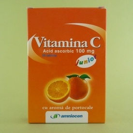 Vitamina C 100 mg junior cu aroma de portocale AMNIOCEN (20 tablete)