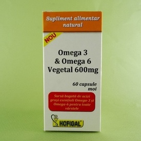 Omega 3 & Omega 6 Vegetal 600 mg HOFIGAL (60 de capsule moi)